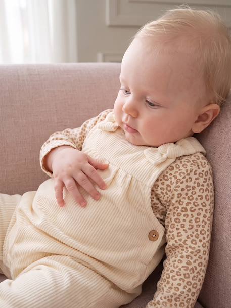Dungaree set and bodysuit for baby girls vanilla - vertbaudet enfant 