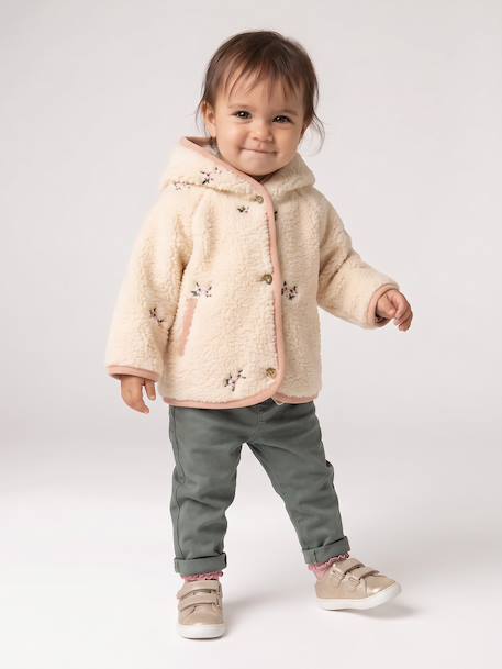Hooded sherpa coat for baby girls vanilla - vertbaudet enfant 