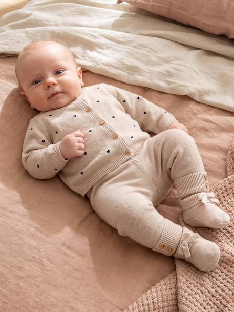 Ensemble 3 pièces bébé fille beige chiné - vertbaudet enfant 