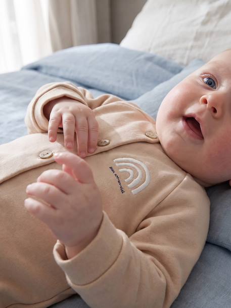 Long-sleeved playsuit for baby beige - vertbaudet enfant 