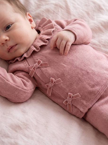 Knitted baby set for baby girls blush - vertbaudet enfant 