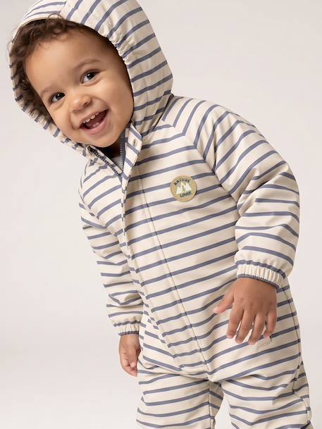 Water-Repellent Pramsuit with Hood, Lined in Polar Fleece, for Babies sage green+sandy beige - vertbaudet enfant 