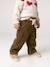 Pantalon large en velours ceinture à fleurs bébé olive+vieux rose - vertbaudet enfant 