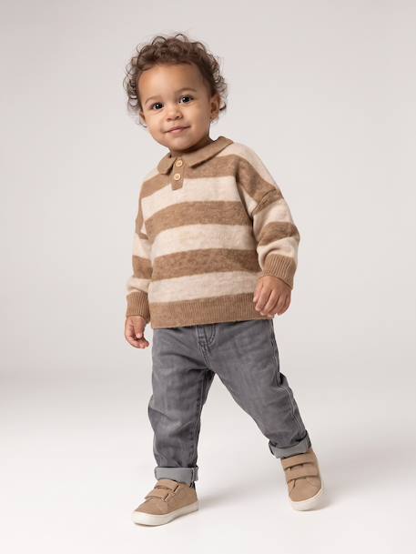 Pull polo bébé garçon taupe - vertbaudet enfant 