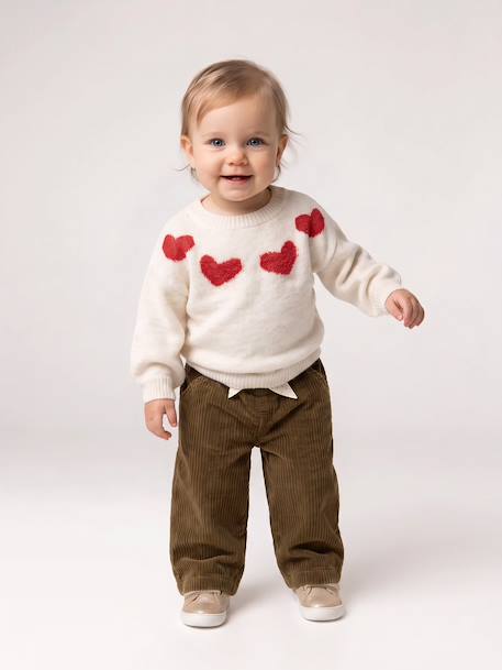 Jacquard knit jumper for baby girls marl beige+parma - vertbaudet enfant 
