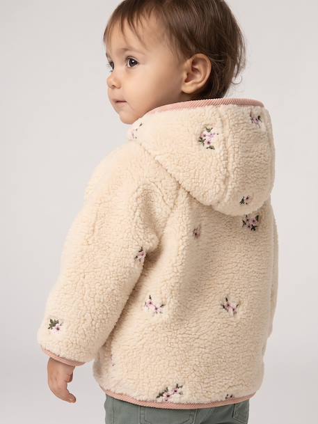 Hooded sherpa coat for baby girls vanilla - vertbaudet enfant 
