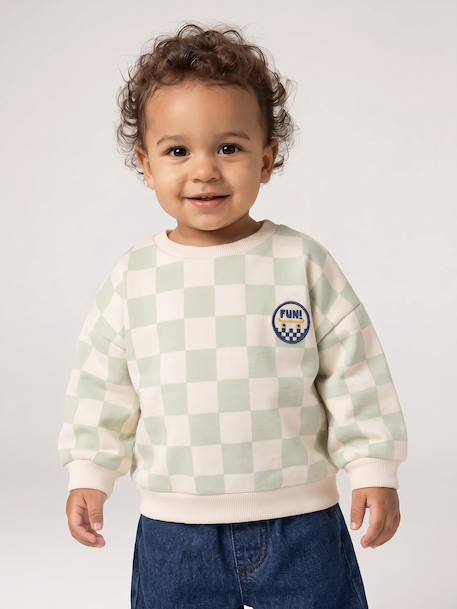Long-sleeved sweatshirt for baby sage green - vertbaudet enfant 