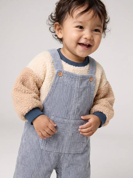 Ensemble salopette et sweat bébé bleu grisé - vertbaudet enfant 
