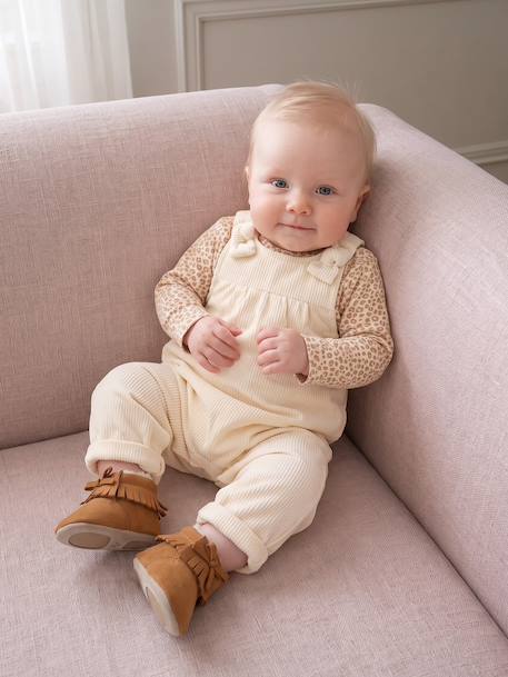 Dungaree set and bodysuit for baby girls vanilla - vertbaudet enfant 