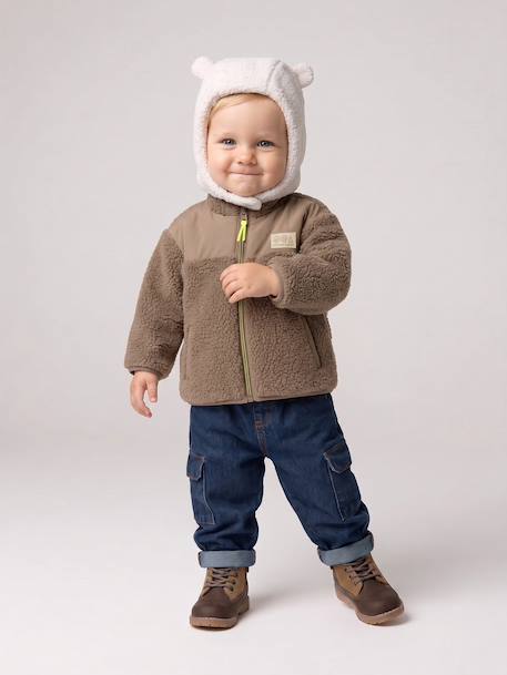 Zip-up jacket for baby boys taupe - vertbaudet enfant 