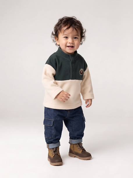 Fleece sweatshirt for baby fir green - vertbaudet enfant 