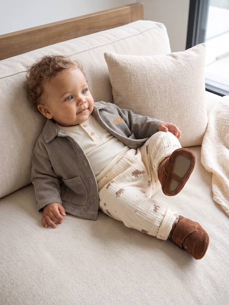 Shirt overshirt and T-shirt set for baby khaki - vertbaudet enfant 