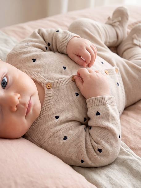 Ensemble 3 pièces bébé fille beige chiné - vertbaudet enfant 