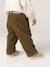 Pantalon large en velours ceinture à fleurs bébé olive+vieux rose - vertbaudet enfant 