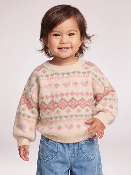 Long-sleeved jumper for baby girls rose - vertbaudet enfant 