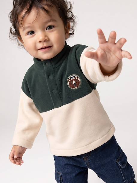 Fleece sweatshirt for baby fir green - vertbaudet enfant 