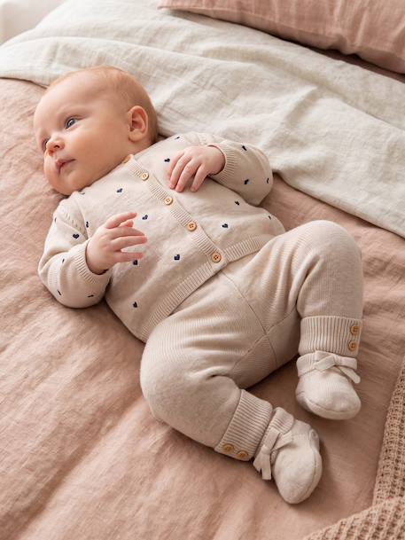 Ensemble 3 pièces bébé fille beige chiné - vertbaudet enfant 