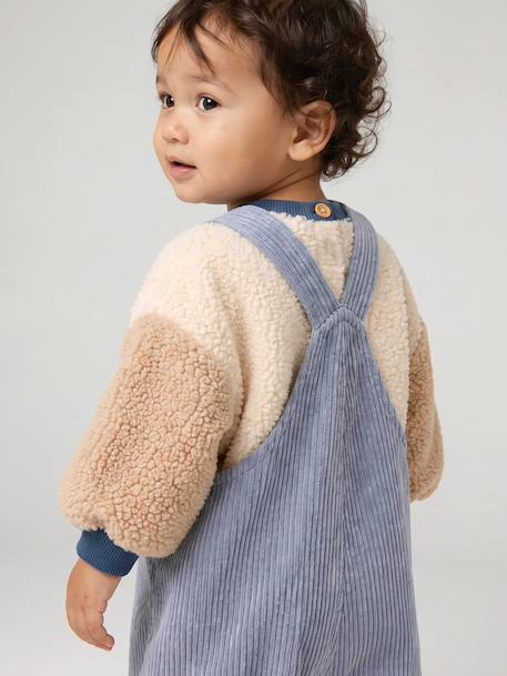 Dungarees and sherpa sweatshirt set for baby boys grey blue - vertbaudet enfant 