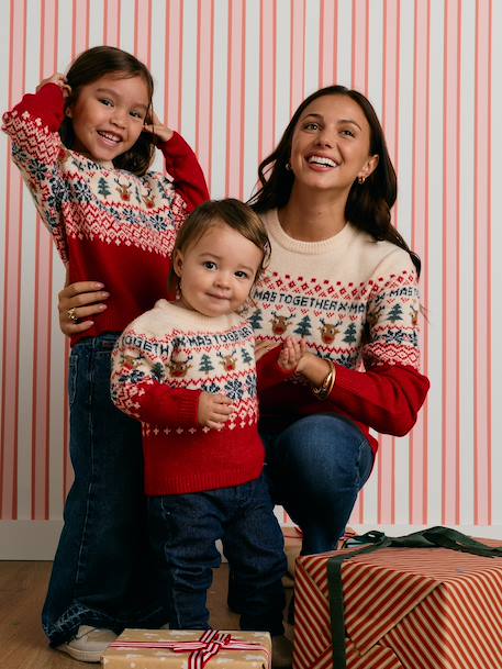 Pull de Noël manches longues Capsule Famille rouge - vertbaudet enfant 