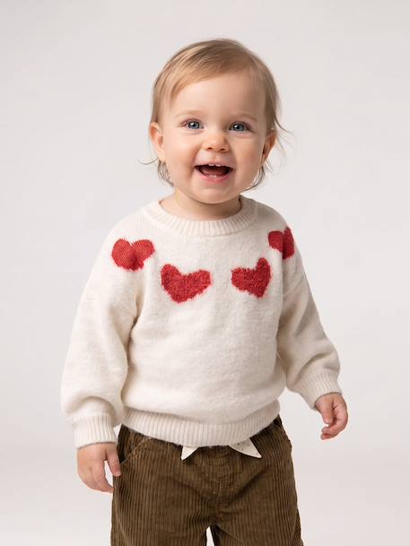 Jacquard knit jumper for baby girls marl beige+parma - vertbaudet enfant 