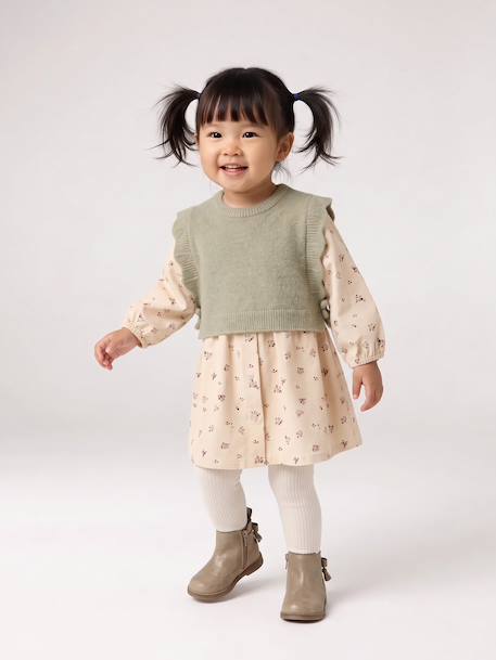 Dress and jumper set for baby girls vanilla - vertbaudet enfant 