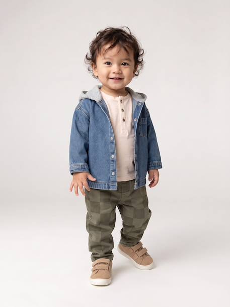 Hooded Denim Shirt for Babies stone - vertbaudet enfant 