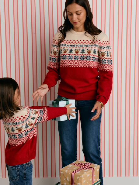 Pull de Noël femme Capsule Famille rouge - vertbaudet enfant 