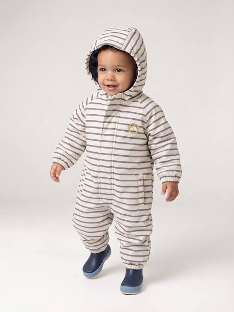 Water-Repellent Pramsuit with Hood, Lined in Polar Fleece, for Babies sage green+sandy beige - vertbaudet enfant 