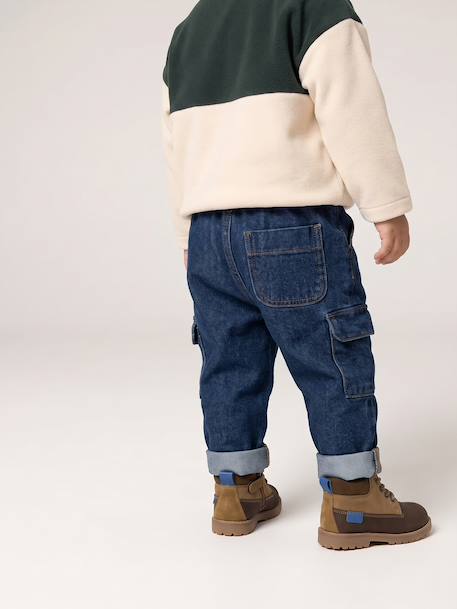 Pantalon battle bébé en denim denim brut - vertbaudet enfant 