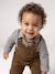 Dungaree set with shirt for baby boys olive - vertbaudet enfant 