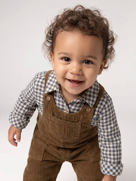 Ensemble salopette chemise bébé garçon olive - vertbaudet enfant 