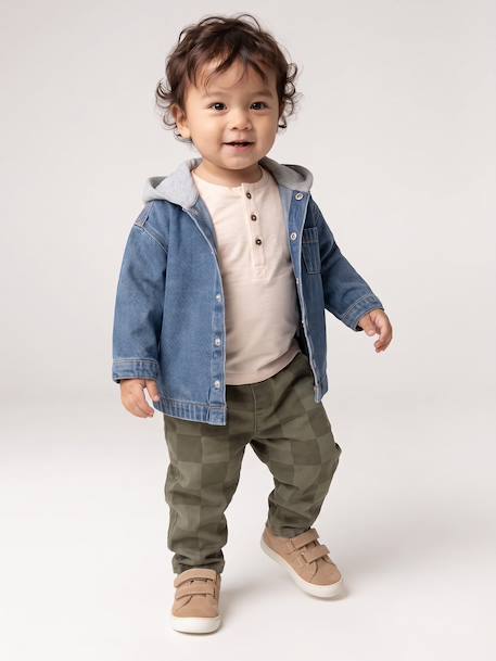 Hooded Denim Shirt for Babies stone - vertbaudet enfant 