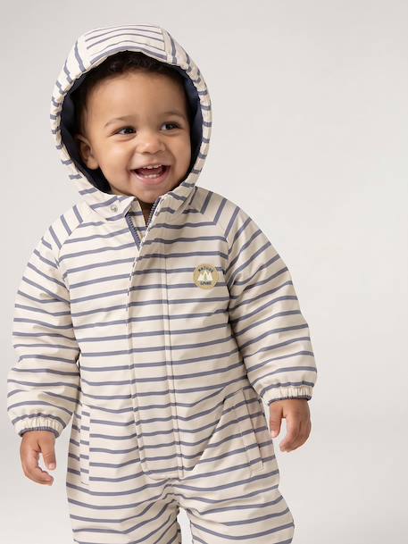 Water-Repellent Pramsuit with Hood, Lined in Polar Fleece, for Babies sage green+sandy beige - vertbaudet enfant 