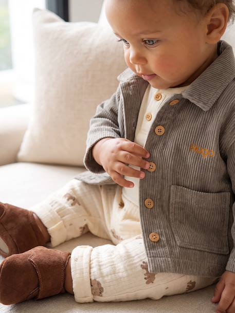Ensemble surchemise et T-shirt bébé personnalisable kaki - vertbaudet enfant 