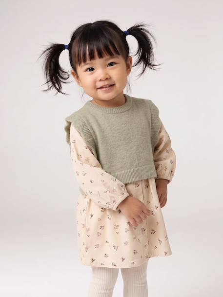 Dress and jumper set for baby girls vanilla - vertbaudet enfant 