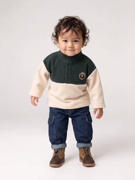 Denim Cargo Trousers for Babies brut denim - vertbaudet enfant 