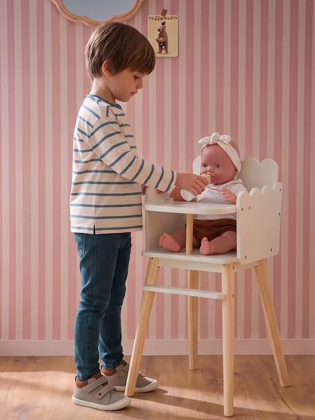 Chaise haute poupon feston en bois FSC® blanc - vertbaudet enfant 