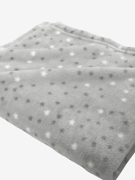 Star Printed Microfibre Blanket, Basics Dark Blue/Print+Light Grey/Print - vertbaudet enfant 