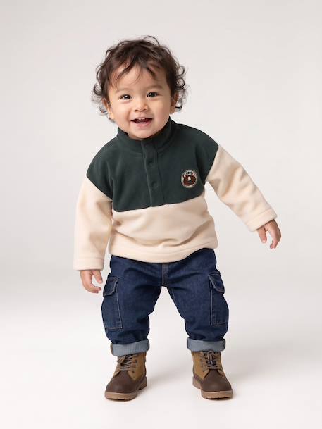 Fleece sweatshirt for baby fir green - vertbaudet enfant 