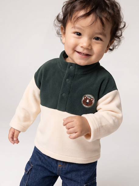 Fleece sweatshirt for baby fir green - vertbaudet enfant 
