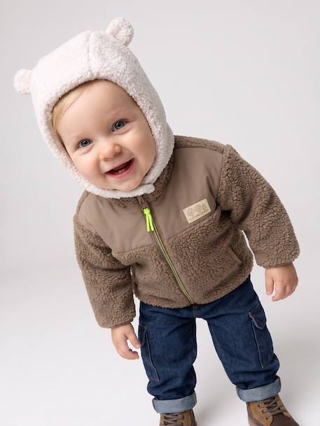 Ensemble bonnet, snood et moufles bébé en sherpa écru - vertbaudet enfant 