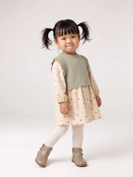 Dress and jumper set for baby girls vanilla - vertbaudet enfant 