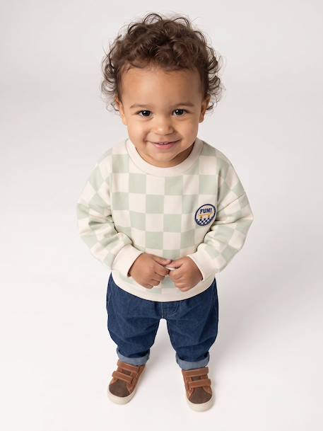 Long-sleeved sweatshirt for baby sage green - vertbaudet enfant 