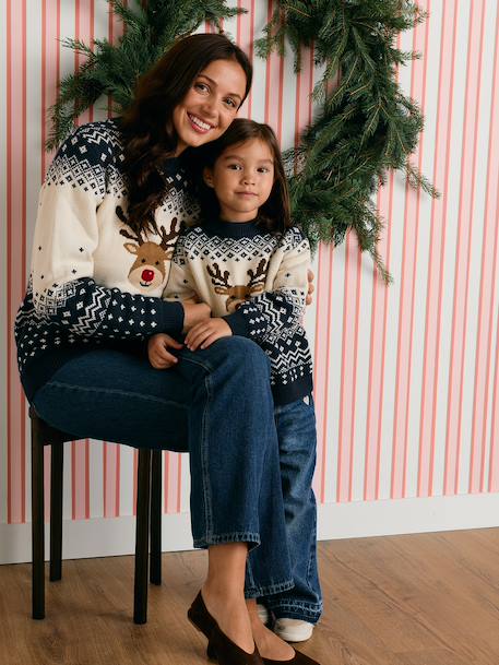 Pull de Noël Adulte Mixte Capsule Famille marine - vertbaudet enfant 