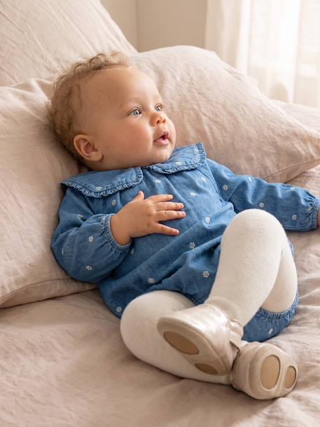 Ensemble barboteuse bébé avec collants stone - vertbaudet enfant 