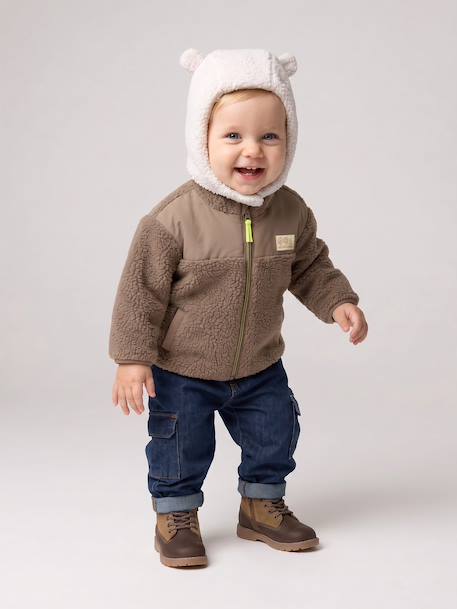 Zip-up jacket for baby boys taupe - vertbaudet enfant 