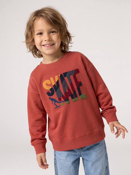 Crewneck sweatshirt for boys navy blue+tomato red - vertbaudet enfant 