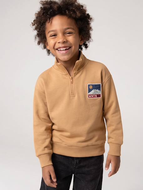 Sweat col camionneur garçon bleu canard+jaune - vertbaudet enfant 