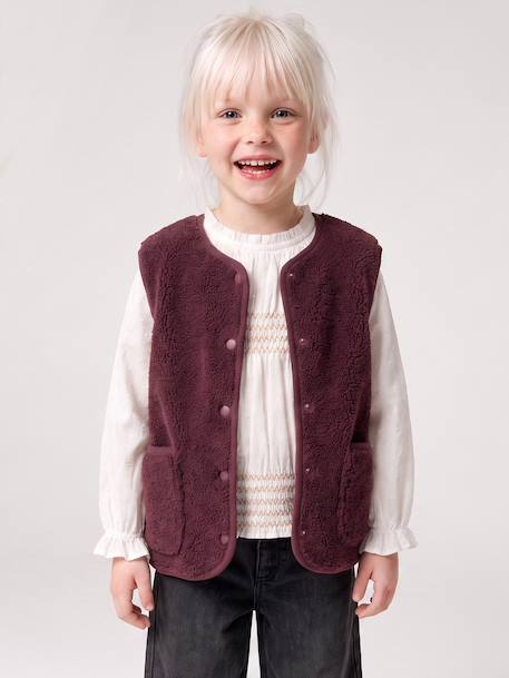 Sleeveless Sherpa Jacket for Girls blush+plum+vanilla - vertbaudet enfant 