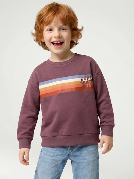 Crew neck sweatshirt for boys marl white+mauve - vertbaudet enfant 